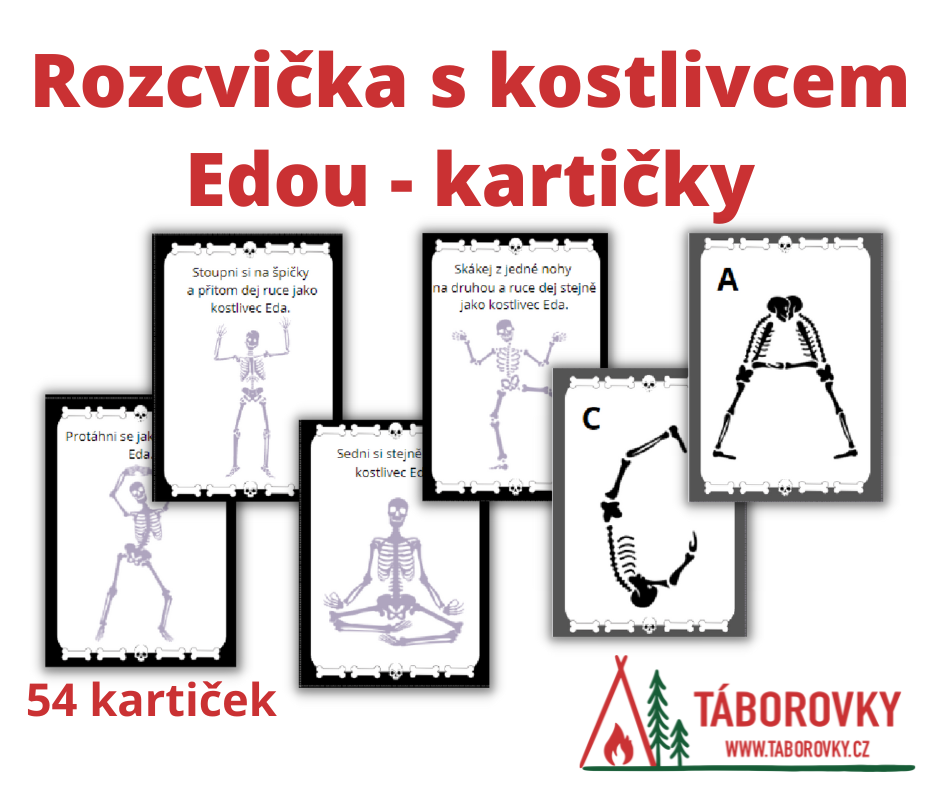 Kartičky cvičíme s kostlivcem Edou vhodné jako Halloweenské aktivity